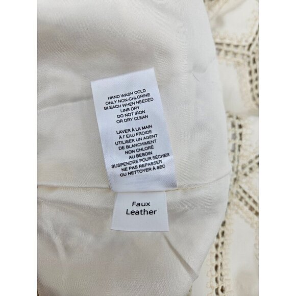 New Tahari Faux Leather Paneled Moto Jacket Womens 14 Cream - Picture 5 of 8